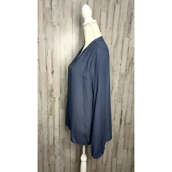 Emery Rose Women's XXL Blue V-Neck Long Sleeve Blouse Casual Spring - Picture 4 of 5